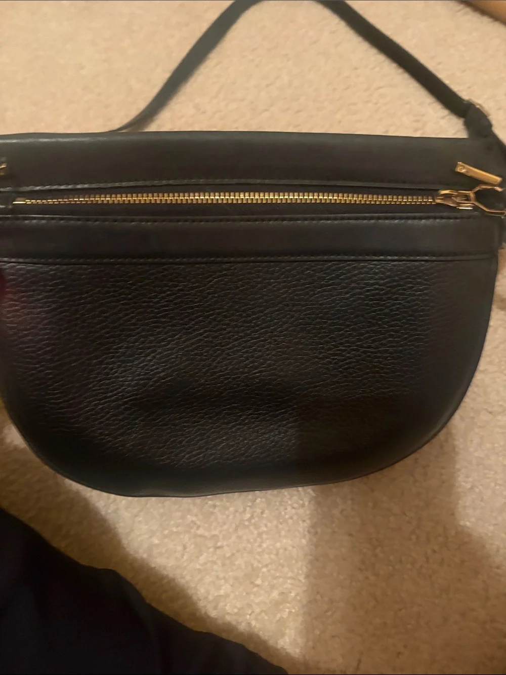 Louise et Cie Black Pebbled Leather Crossbody with Gold Accents